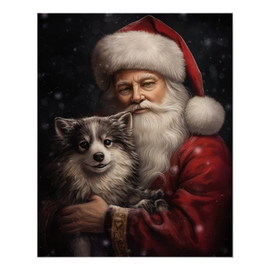 Alaskan Malamute mit Weihnachten des Weihnachtsman Poster (Vorderseite)