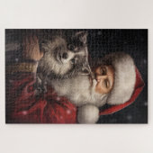 Alaskan Malamute mit Weihnachten des Weihnachtsman Puzzle (Horizontal)