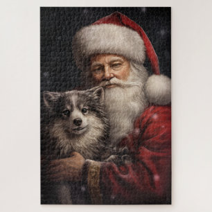 Alaskan Malamute mit Weihnachten des Weihnachtsman Puzzle