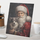 Alaskan Malamute mit Weihnachten des Weihnachtsman Sockelschild (In Situ)