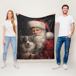 Alaskan Malamute mit Weihnachtsmann Christmas Fleecedecke