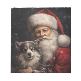 Alaskan Malamute mit Weihnachtsmann Weihnachten Notizblock