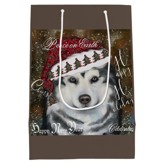 Alaskan Malamute Mittlere Geschenktüte (Rückseite)