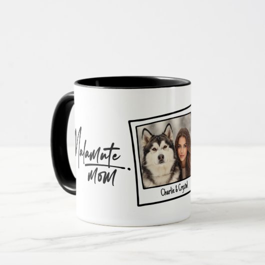 Alaskan Malamute Mom Custom Photo & Name Fun Chic Tasse (Vorderseite Links)