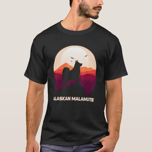 Alaskan Malamute Moon and Halloween 1 T-Shirt (Vorderseite)
