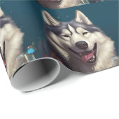 Alaskan Malamute Neujahr Geschenkpapier (Rolleneckpunkt)