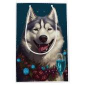 Alaskan Malamute Neujahr Mittlere Geschenktüte (Vorderseite)
