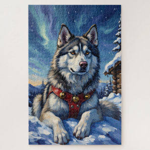 Alaskan Malamute Nordpol Winter Weihnachten Puzzle