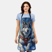 Alaskan Malamute North Pole Winter Christmas Schürze (Getragen)