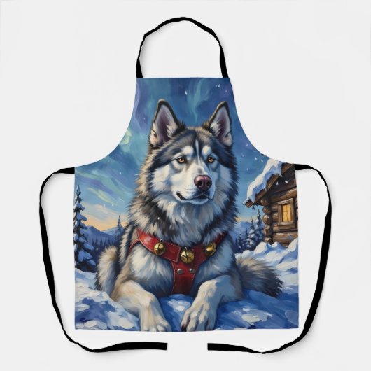 Alaskan Malamute North Pole Winter Christmas Schürze (Vorderseite)