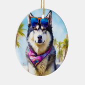 Alaskan Malamute on Beach, Sommergeschenk Keramik Ornament (Rechts)