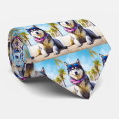 Alaskan Malamute on Beach, Sommergeschenk Krawatte (Gerollt)