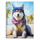 Alaskan Malamute on Beach, Sommergeschenk Notizblock (Vorderseite)