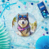 Alaskan Malamute on Beach, Sommergeschenk Pappteller (Party)