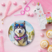 Alaskan Malamute on Beach, Sommergeschenk Pappteller (Party)