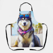 Alaskan Malamute on Beach, Sommergeschenk Schürze (Vorderseite)