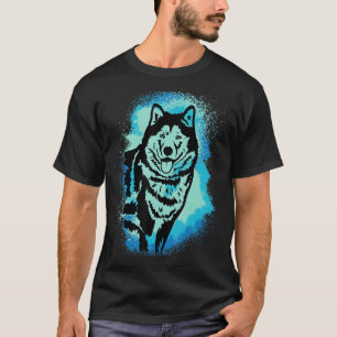 Alaskan Malamute Paint Blue Design Dog Mama Vater_ T-Shirt