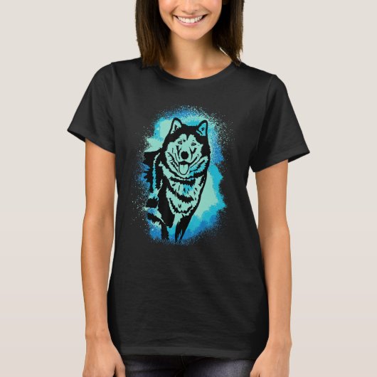 Alaskan Malamute Paint Blue Design Dog Mom Dad_1 T-Shirt (Vorderseite)