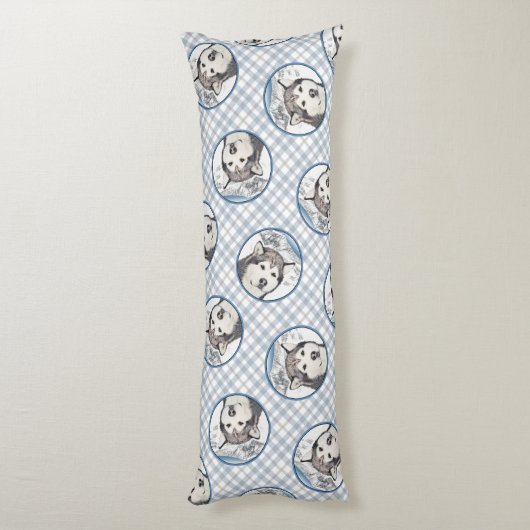 Alaskan Malamute Painting Mal Mally Sled Dog Art Seitenschläferkissen (Rückseite (Vertikal))