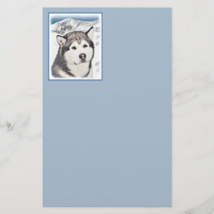 Alaskan Malamute Painting - Niedliche Original Dog Briefpapier