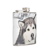 Alaskan Malamute Painting - Niedliche Original Dog Flachmann (Rechts)