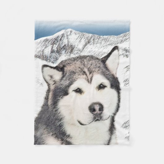 Alaskan Malamute Painting - Niedliche Original Dog Fleecedecke (Vorderseite)
