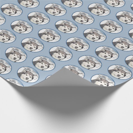 Alaskan Malamute Painting - Niedliche Original Dog Geschenkpapier (Ecke)