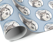 Alaskan Malamute Painting - Niedliche Original Dog Geschenkpapier (Rolleneckpunkt)