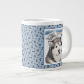 Alaskan Malamute Painting - Niedliche Original Dog Jumbo-Tasse (Vorderseite Rechts)