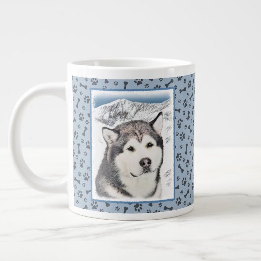 Alaskan Malamute Painting - Niedliche Original Dog Jumbo-Tasse (Links)