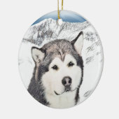Alaskan Malamute Painting - Niedliche Original Dog Keramik Ornament (Links)