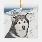 Alaskan Malamute Painting - Niedliche Original Dog Keramikornament (Rückseite)