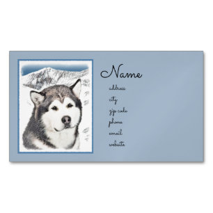 Alaskan Malamute Painting - Niedliche Original Dog Magnetische Visitenkarte