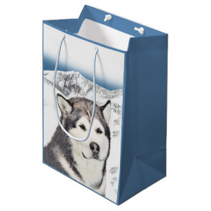 Alaskan Malamute Painting - Niedliche Original Dog Mittlere Geschenktüte
