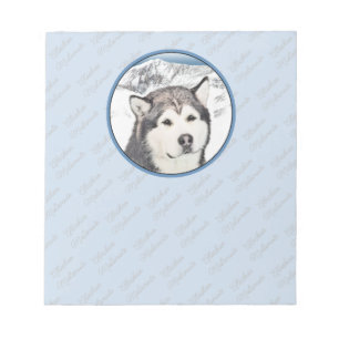 Alaskan Malamute Painting - Niedliche Original Dog Notizblock