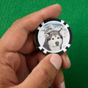 Alaskan Malamute Painting - Niedliche Original Dog Pokerchips