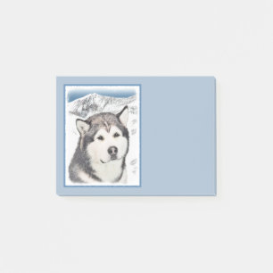 Alaskan Malamute Painting - Niedliche Original Dog Post-it Klebezettel