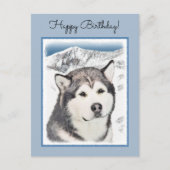 Alaskan Malamute Painting - Niedliche Original Dog Postkarte (Vorderseite)