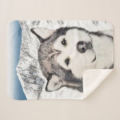 Alaskan Malamute Painting - Niedliche Original Dog Sherpadecke (Vorderseite (Horizontal))
