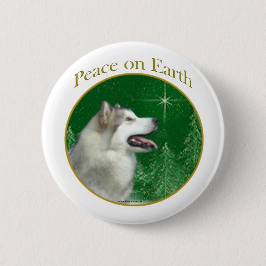 Alaskan Malamute Peace Button (Vorderseite)