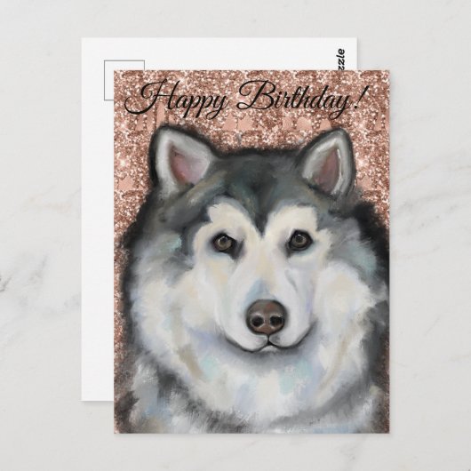 Alaskan Malamute Postkarte (Vorne/Hinten)