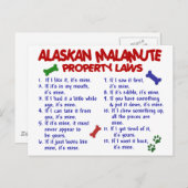 ALASKAN MALAMUTE Property Laws 2 Postkarte (Vorne/Hinten)