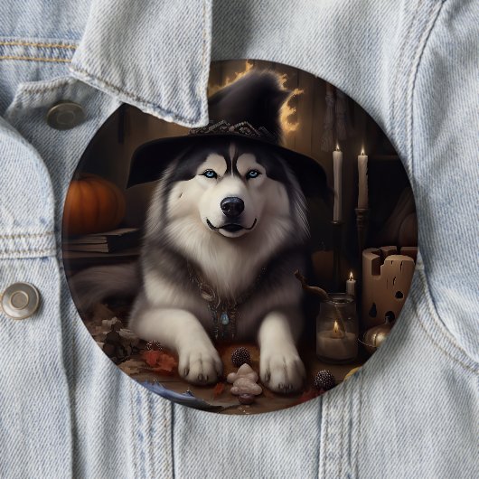 Alaskan Malamute Pumpkins Halloween Beängstigend Button (Beispiel)