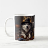 Alaskan Malamute Pumpkins Halloween Beängstigend Kaffeetasse (Links)