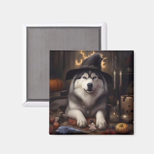 Alaskan Malamute Pumpkins Halloween Beängstigend Magnet (Vorderseite/Rückseite)