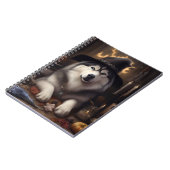 Alaskan Malamute Pumpkins Halloween Beängstigend Notizblock (Linke Seite)