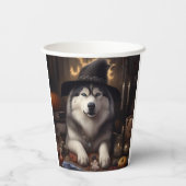 Alaskan Malamute Pumpkins Halloween Beängstigend Pappbecher (Rückseite)