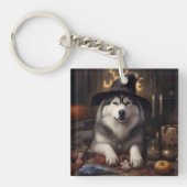 Alaskan Malamute Pumpkins Halloween Beängstigend Schlüsselanhänger (Vorderseite)