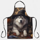 Alaskan Malamute Pumpkins Halloween Beängstigend Schürze (Vorderseite)