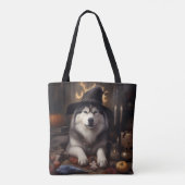 Alaskan Malamute Pumpkins Halloween Beängstigend Tasche (Rückseite)